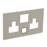 Special plate for multistandard 2x2P+E switched 2 gang socket outlet Arteor with USB charger - champagne