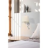 MONTREAL CHROME WALL LAMP WITH READER BEIGE LAMPSH