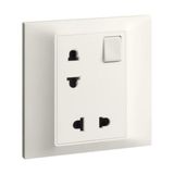 Belanko S - 1 gang 2x2p Euro/US switched socket ivory