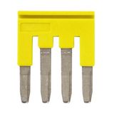 Cross bar for terminal blocks 4.0 mmÂ² screw models, 4 poles, Yellow co XW5T0045B