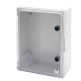 WATERTIGHT BOARD WITH TRANSPARENT DOOR FITTED WITH LOCK - GWPLAST 120 - 316X396X160 - IP55 - GREY RAL 7035