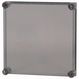 Cap, transparent smoky gray, lockable, HxWxD=375x375x50mm