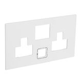Special plate for multistandard 2x2P+E switched 2 gang socket outlet Arteor with USB charger - white