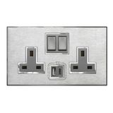 572807 Arteor 2 gang single pole switched outlets - with USB A+C 27W charger