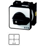Voltmeter selector switches, T0, 20 A, center mounting, 2 contact unit(s), Contacts: 4, 90 °, maintained, With 0 (Off) position, 0-L1/L2 L2/L3 L3/L1,