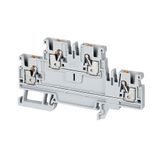 Terminal Block, Push-In, IEC, Double-Level, Feed-Through, 2.5mm, 4 Connection Points, Gray