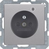 Socket outlet with earthing pin and control LED, Q.1/Q.3 alu velvety, 