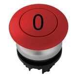 Mushroom push-button, stay-put, red `0ï