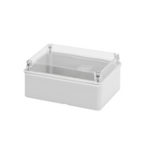 BOX FOR JUNCTIONS AND FOR ELECTRIC AND ELECTRONIC EQUIPMENT - WITH TRANSPARENT PLAIN  LID - IP56 - INTERNAL DIMENSIONS 150X110 X70 - WITH SMOOTH WALLS