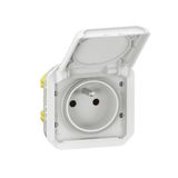 Standard Franco-Belgian Plexo power socket 16A 250V with screw terminals - Composable - White - IP55 - IK09