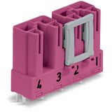Plug for PCBs straight 4-pole pink