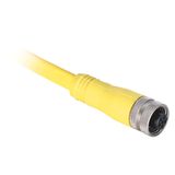 Cordset, AC Micro, Braided Shield, 6 Pin, Female, 10m, Yellow