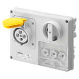 FIXED INTERLOCKED HORIZONTAL SOCKET-OUTLET - WITHOUT BOTTOM - WITH FUSE-HOLDER BASE - 3P+N+E 32A 100-130V - 50/60HZ 4H - IP44