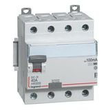 DX³-ID high inlet and low outlet screw differential switch - 4P 400V~ 40A typeF 100mA - 4 modules