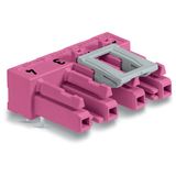 Socket for PCBs angled 4-pole pink