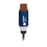 Photoelectric sensors XU, photo electric sensor, cylindrical, plastic, angled, polarised, Smax 5.5 m, NPN, Cable 2 m