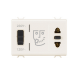 EURO-AMERICAN STANDARD SHAVER SOCKET-OUTLET WITH INSULATION TRANSFORMER - 3 MODULES - IVORY - CHORUSMART