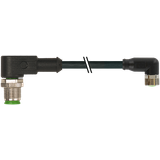 M12 male 90° / M8 female 90° A-cod. PUR 3x0.25 bk UL/CSA+drag ch. 0.6m