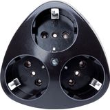 SUREFACE MOUNT, earthed socket outlet, 3-fold, 16A, 250V~,black