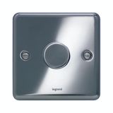 Synergy Authentic 1 Gang 2 Way 5W-300W Push On/Off Rotary Universal Dimmer Polished Stainless Steel