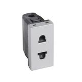 Euro-US type 2P with shutters socket outlet Arteor 15 A 127 V/16 A 250 V - 1 module - alu