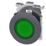 Illuminated pushbutton, 30 mm, round, Metal, matte, green, Front ring  3SU1061-0JB40-0AA0-Z X90