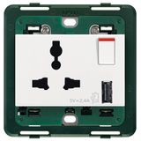 2P+E 13A SICURY socket multistd USBA whi