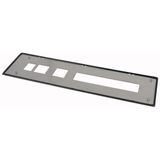 Front plate, steel, sealed, H=150mm, grey