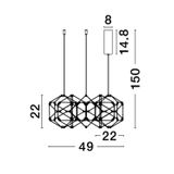 Titanium Black Copper  LED 25 Watt 230 Volt   1634Lm 3000K IP20  Led Chip: 60 Pcs  D: 49 H: 150 cm Adjustable Height