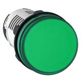Harmony XB7, Monolithic pilot light, plastic, green, Ø22, integral LED, 24 V AC/DC