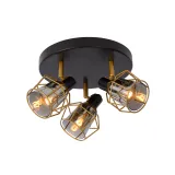 NILA Ceiling spotlight 3x E14/25W Black/Smoke glas