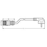 pre-assembled adapter cable Socket/SCHUKO plug 3-pole white