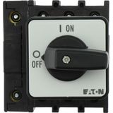 On-Off switch, P1, 40 A, flush mounting, 3 pole + N, with black thumb grip and front plate