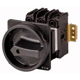 Main switch, P3, 30 A, rear mounting, 3 pole, With black rotary handle and locking ring, Lockable in the 0 (Off) position, UL/CSA