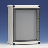 Encl. hinged cover blind + base plate, closed