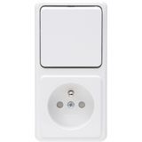Surface mount socket outlet without earth, 2-fold,withshutter, arctic-white