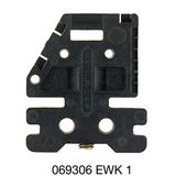 End bracket, black, Rail: TS 32, when screwed in