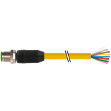 M12 male 0° A-cod. with cable PUR 8x0.25 ye UL/CSA+drag ch. 1.5m