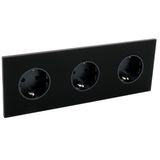 Art d'Arnould univers Epure triple standard schuko horizontal power socket 2P+E 16A 250V - Matt black