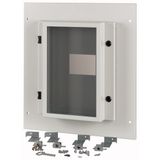 Front plate, NZM4, 4p, fixed with mechanical interlock, W=600mm, IP55, grey