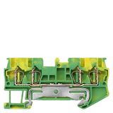 Terminal, spring-loaded terminal, 4 clamping points, PE/PEN terminal, 2.5 mm², green-yellow