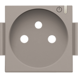 Finishing set for connected switching socket outlet with pin earthing and control button, bronze coated