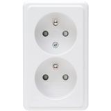 Surface mount socket outlet without earth, 1-fold,withshutter, arctic- white