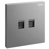 Galion - 1 gang double RJ 45 category 5E UTP socket outlet - dark silver