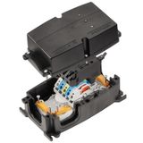 Energy distribution terminal strip with housing, IP65, in complete sta