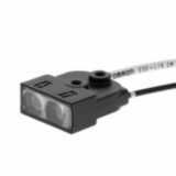 Fiber optic sensor head, limited reflective, square, top view, intregr