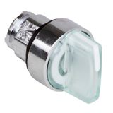 Head for illuminated selector switch, Harmony XB4, white Ø22 mm 3 position spring return