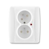 5593E-C02357 03 Double socket outlet with earthing pins, shuttered, with turned upper cavity, with surge protection