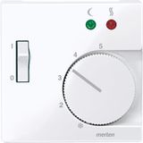 Central plate for floor temperature controller insert with switch, active white glossy, System M