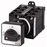 On-Off switch, T3, 32 A, rear mounting, 6 contact unit(s), 12-pole, with black thumb grip and front plate